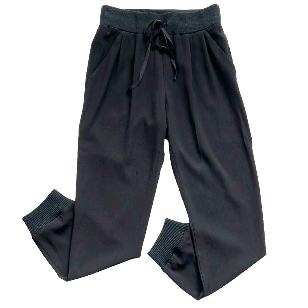 Aritzia Wilfred Jogger Pants Womens 4 Black Crepe Pull-On Drawstring Pockets